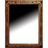 AN EARLY 20TH CENTURY RECTANGULAR OAK MIRROR With specimen inlay to border,together with a small
