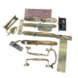 A GOOD MIXED COLLECTION OF LATE VICTORIAN AND EDWARDIAN SOLID BRASS DOOR FURNITURE Comprising