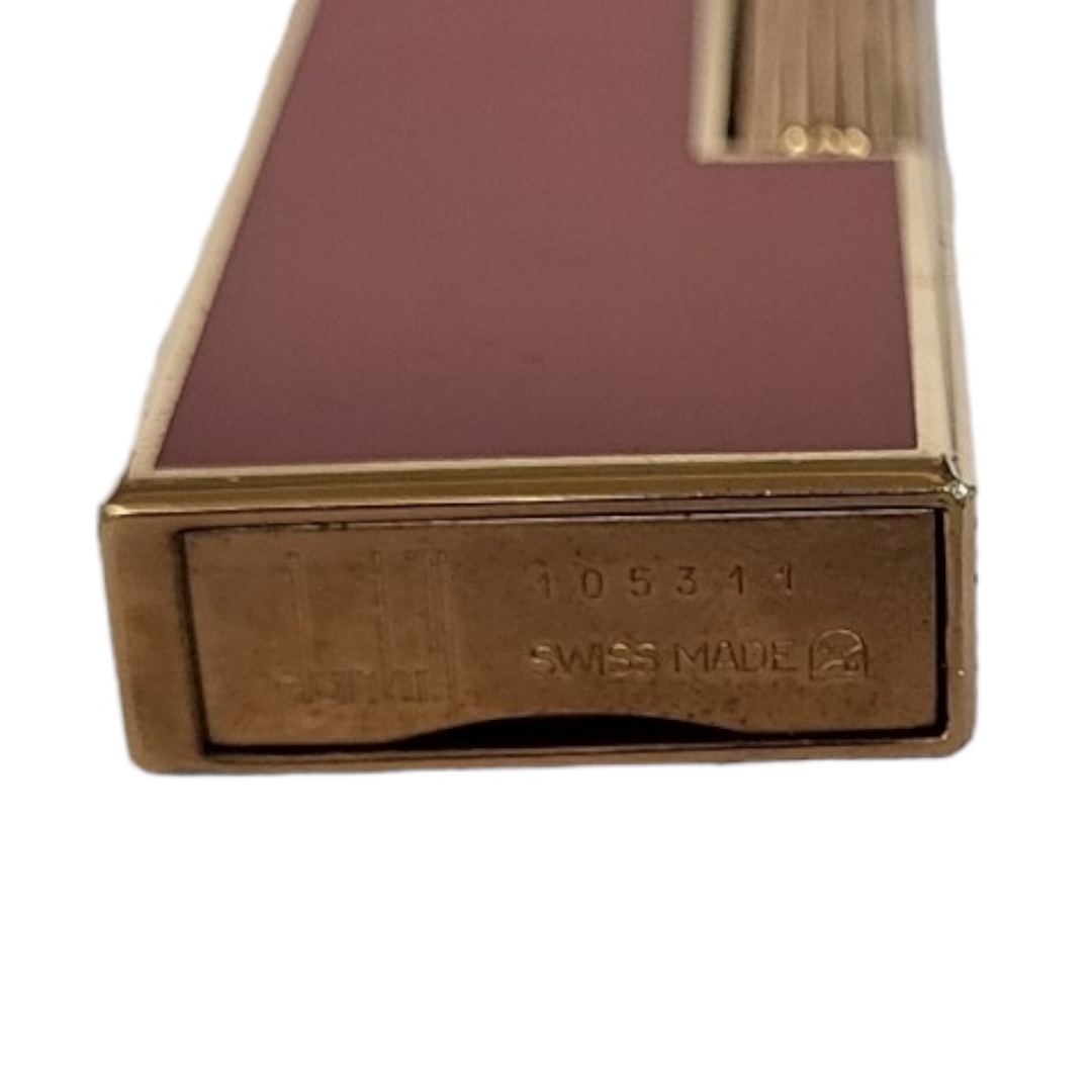 DUNHILL, A VINTAGE GOLD PLATE AND RED LACQUER RECTANGULAR CIGARETTE LIGHTER With hinged lid, - Image 3 of 3