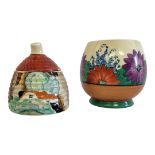 CLARICE CLIFF, BIZARRE RANGE, FOREST GLEN PATTERN BEEHIVE HONEY POT/JAM POT, CIRCA 1935-37 Painted