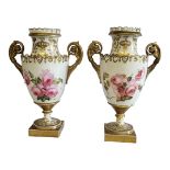 H AND R DANIEL, A PAIR OF 18TH CENTURY PORCELAIN BASES The gallery pierced with hearts and diamonds,