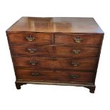 AN 18TH CENTURY SOLID MAHOGANY CHEST OF TWO SHORT ABOVE THREE LONG DRAWERS Fitted with brass
