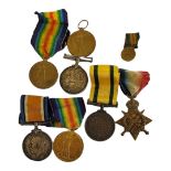 A COLLECTION OF WWI BRITISH WAR MEDALS To include a silver war medal and Victory medal marked