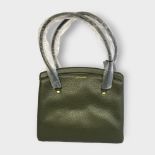 LULU GUINNESS, A LARGE GREEN LEATHER NANCY SHOULDER BAG With black striped interior, bearing