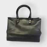 LULU GUINNESS, A POLISHED BLACK LEATHER SHOULDER BAG Having a gilt brass clasp and frame, complete