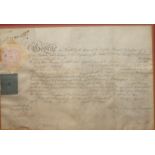 A KING GEORGE IV SIGNED MILITARY APPOINTMENT ON WAX PAPER Awarded to William sitwell, to become '