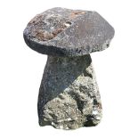 A 19TH CENTURY MUSHROOM SADDLE STONE. (50cm x 68cm) Condition: good overall, weathered