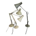 THREE 1980’S STUDENT OFFICE STANDARD ADJUSTABLE METAL TABLE/DESK LAMPS Fitted for electricity, in