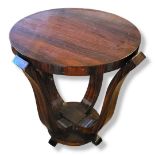 AN ART DECO STYLE LACQUERED ROSEWOOD OCCASIONAL TABLE. (diameter 67cm x 66cm) Condition: good