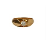 A LARGE 18CT GOLD DIAMOND SOLITAIRE RING The old European round cut diamond (approx diameter 0.5mm),