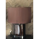 A PAIR OF LARGE LACQUERED FAUX ROSEWOOD TABLE LAMPS With brown pleated fabric shades. (79cm)