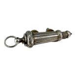 A VICTORIAN WHITE METAL PULL OUT BEAUFORT WHISTLE, PROBABLY BY BENT & PARKER, BIRMINGHAM, WHITE