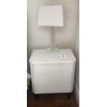 A PAIR OF CREAM FINISH BEDSIDE CHEST With three drawers and canted corners. (60cm x 40cm x 71cm)