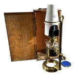 SWIFT & SON, A VICTORIAN BRASS MICROSCOPE OIL LAMP, CIRCA 1880 Cast into the foot, 'SWIFT & SON