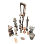 A COLLECTION OF LATE 19TH/EARLY 20TH CENTURY AFRICAN TRIBAL CARVED FIGURES OF DEITIES, TREE OF