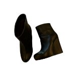 MARNI, A PAIR OF BLACK ANKLE WEDGE BOOTS, size 38