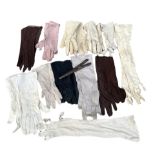 A LARGE COLLECTION OF 20TH CENTURY LADIES’ LEATHER AND FELT GLOVES COMPRISING OF NINE PAIRS, THREE