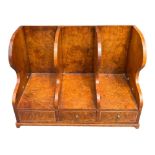 AN 18TH CENTURY GEORGE II DESIGN BURR WALNUT AND INLAID DESK ORGANISER With brass handles and