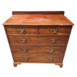 A 19TH CENTURY MAHOGANY CHEST OF TWO SHORT OVER THREE LONG GRADUATED DRAWERS Raised on bracket feet.