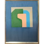 A 1970’S CONTINENTAL ABSTRACT SCHOOL ACRYLIC ON PAPER Geometric composition with a pink, green,