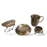 A COLLECTION OF VICTORIAN SILVER AND LATER TRINKETS A shallow bowl hallmarked Sheffield, 1882, a