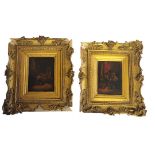 A PAIR OF 18TH CENTURY MINIATURE OIL ON COPPER, RUSTIC SCENES A pair of 18th Century Continental