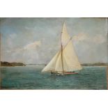 ALLEN CULPEPPER SEALY, 1850 - 1927, OIL ON CANVAS Marine scene, coastal view with sailing ships,