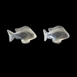 LALIQUE, FRANCE, A PAIR OF MODERN SEMI FROSTED GLASS MINIATURE MODELS OF FISH Both signed with