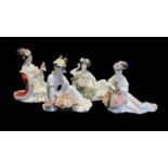 A SET OF FOUR ORNAMENTAL ORIENTAL PORCELAIN LADIES’ LATE 20TH CENTURY Decorated in polychrome