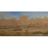 JOHN WILSON CARMICHAEL, 1860 - 1868, MARINE WATERCOLOUR Sailing ship with rowing boat,