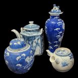 A COLLECTION OF 20TH CENTURY CHINESE BLUE AND WHITE PORCELAIN Comprising a vase and cover with