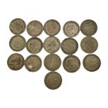 A COLLECTION OF SIXTEEN PRE 1947 HALF SILVER HALF CROWN COINS Various dates including 1933, 1921 and