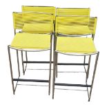 GIANDOMENICO BELOTTI FOR ALIAS, A SET OF FOUR CHROME SPAGHETTI BAR STOOLS IN YELLOW. (45cm x 47cm