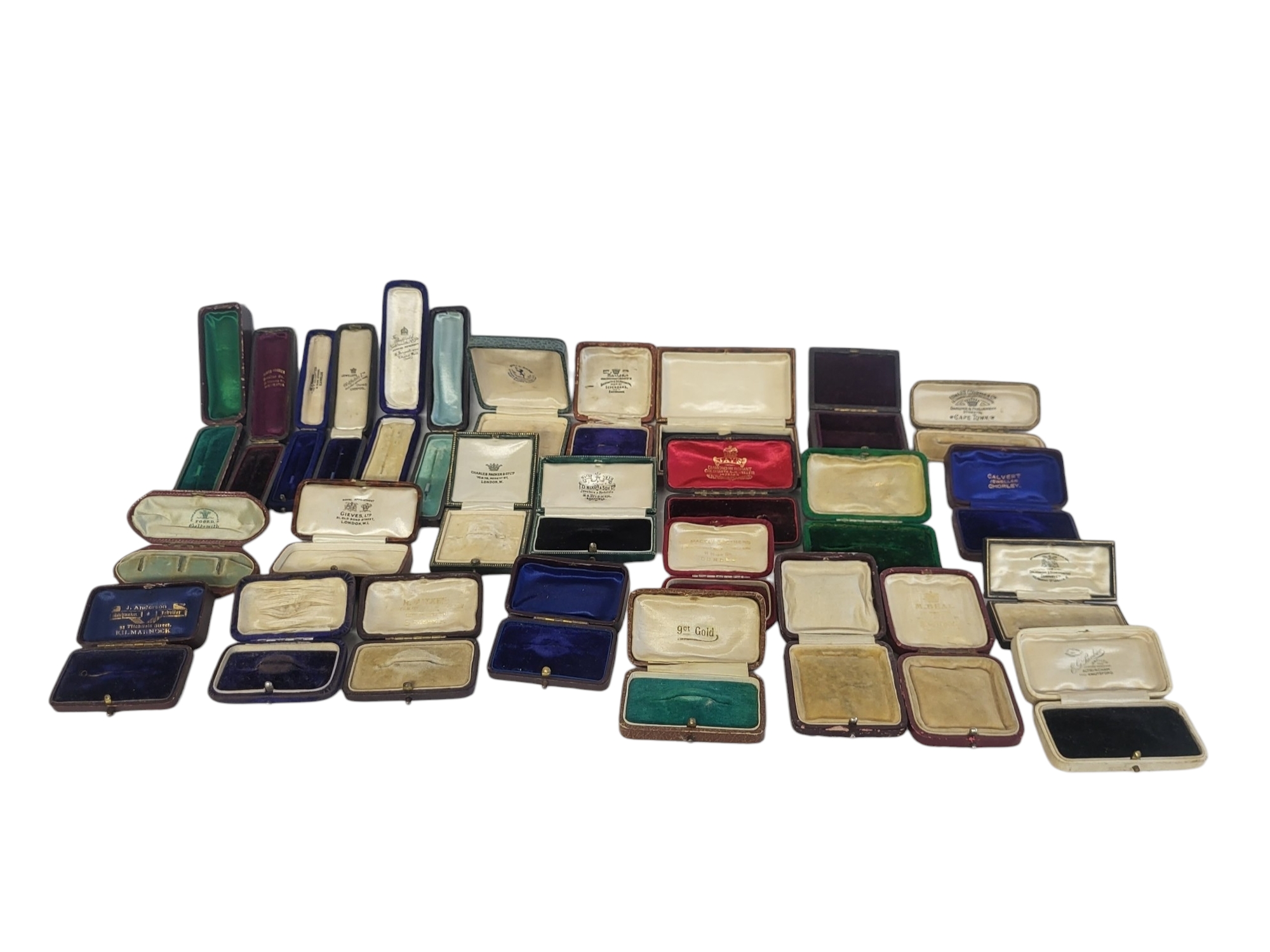 A COLLECTION OF TWENTY FIVE LATE 19TH/EARLY 20TH CENTURY JEWELLERY BOXES Each having velvet lined