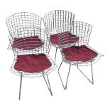 A SET OF FOUR KNOLL, HARRY BERTOIA MODEL 420C CHROME SIDE CHAIRS With seat pads. (54cm x 50cm x