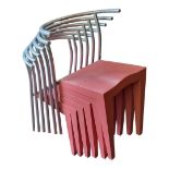 PHILIPPE STARCK, DR. GLOB BY KARTELL, A SET OF SIX STACKING CHAIRS In salmon pink plastic and
