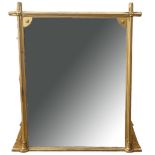 A 19TH CENTURY GILT FRAMED OVERMANTLE MIRROR. (121cm x 138cm)