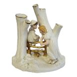 A FINE LATE 19TH CENTURY ROYAL WORCESTER KATE GREENWAY RANGE COUNTRY COURTSHIP FIGURAL GROUP