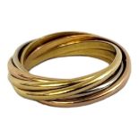 CARTIER, AN 18CT GOLD PLAIN FIVE BAND WEDDING RING. (size K/L) Condition: good