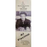 AL PACINO, A LARGE FORMAT AUTOGRAPHED POSTER Titled 'Sterling 2 Ent, Rocco Buonvino and Teji Singh