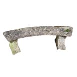 A RECONSTITUTED STONE GARDEN SEAT. (145cm x 37cm x 45cm) Condition: weathered