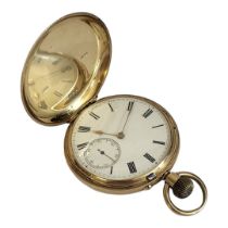 AN EARLY 20TH CENTURY 18CT GOLD FULL HUNTER GENTS POCKET WATCH Plain form with screw wind mechanism.