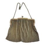 AN EARLY 20TH CENTURY CONTINENTAL SILVER MESH PURSE Plain form frame with mesh bag, hallmarked .925.