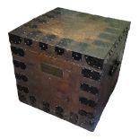 GARRARD & CO., A 19TH CENTURY OAK AND IRON BOUND SILVER CHEST With three green velvet lined internal