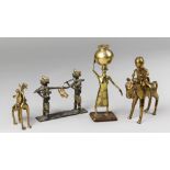 A COLLECTION OF 20TH CENTURY WEST AFRICAN AND INDIAN BRASS AND BRONZE TRIBAL FIGURES. Largest (h