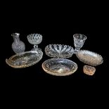 A COLLECTION OF 19TH CENTURY CUT LEAD CRYSTAL GLASSWARE Comprising a water bottle, vase, tazza, a