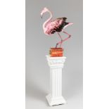 AN EXCEPTIONAL TAXIDERMY GREATER FLAMINGO PEDESTAL MOUNT (PHOENICOPTERUS ROSEUS) A unique art