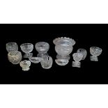 A COLLECTION OF 19TH CENTURY 'HOBNAIL' CUT LEAD CRYSTAL GLASS TABLEWARE Comprising a large