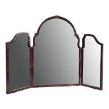 A 19TH CENTURY TORTOISESHELL TRIPTYCH MIRROR With bevelled silvered plates. (w 98cm x h 71cm)