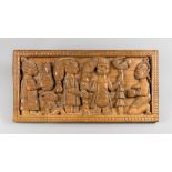 A 20TH CENTURY YORUBA PEOPLE CARVED WALL PLAQUE. (h 30cm x w 61cm x d 3cm). Provenance: Private